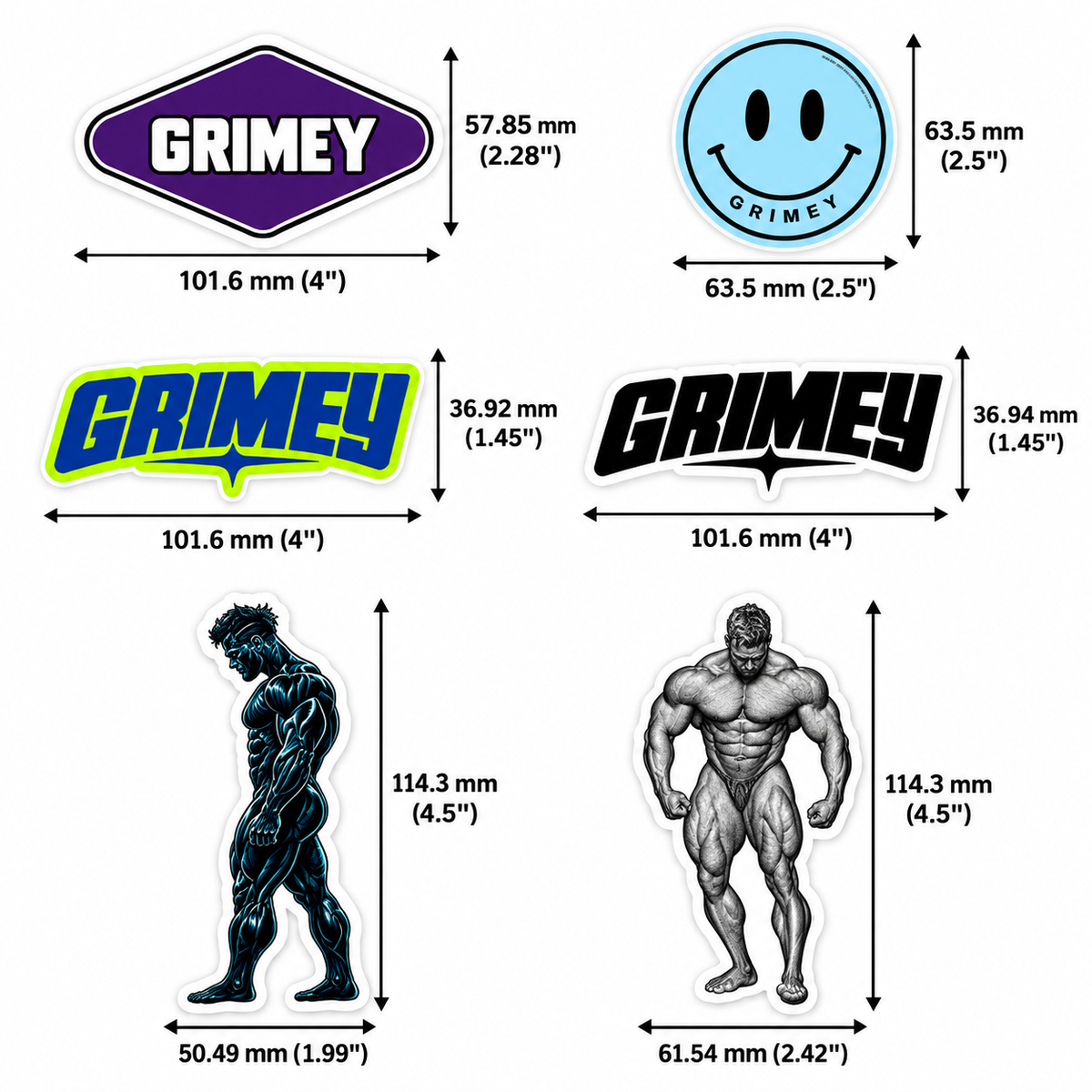 GRIMEY 6-Piece Sticker Pack